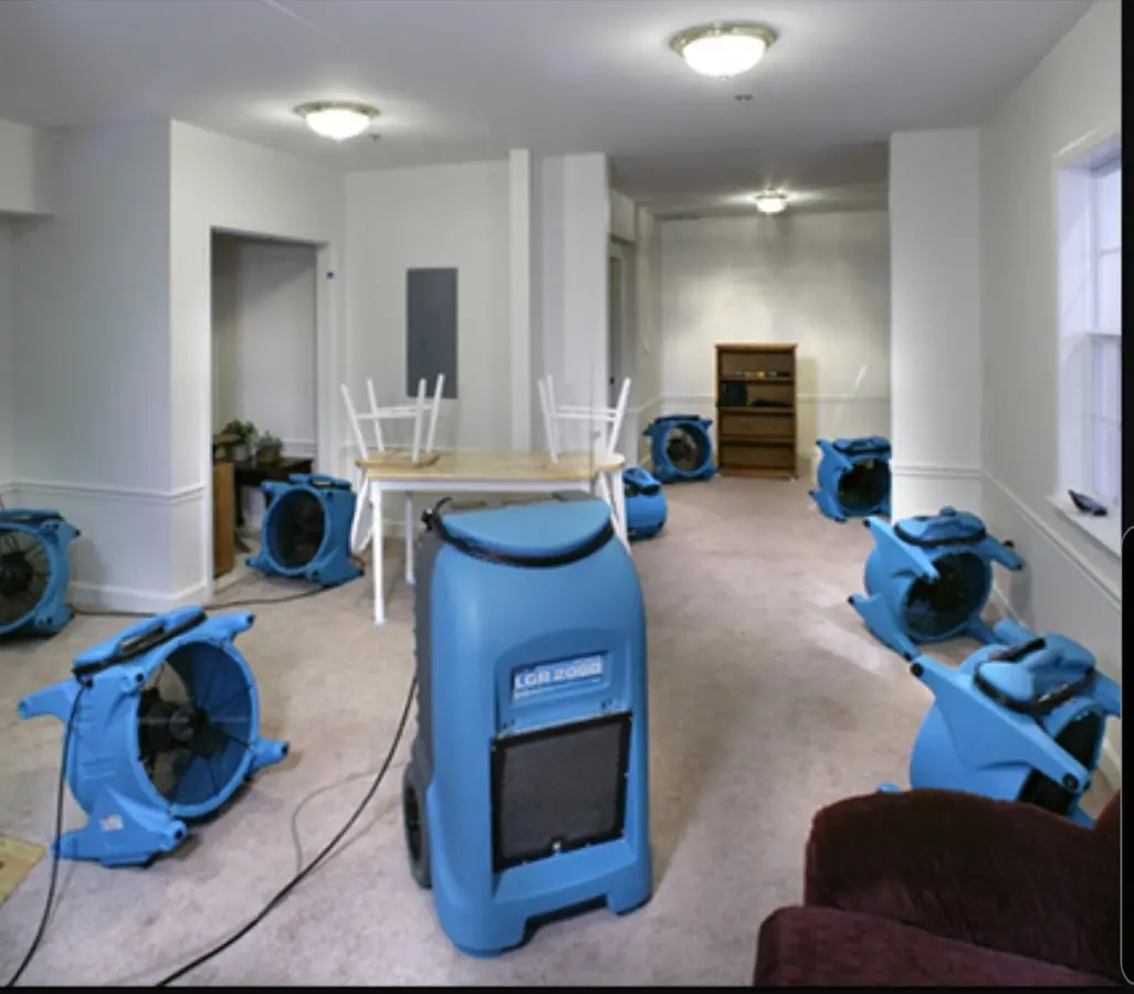Air movers and dehumidifier setup for Water Damage Restoration in North Salt Lake