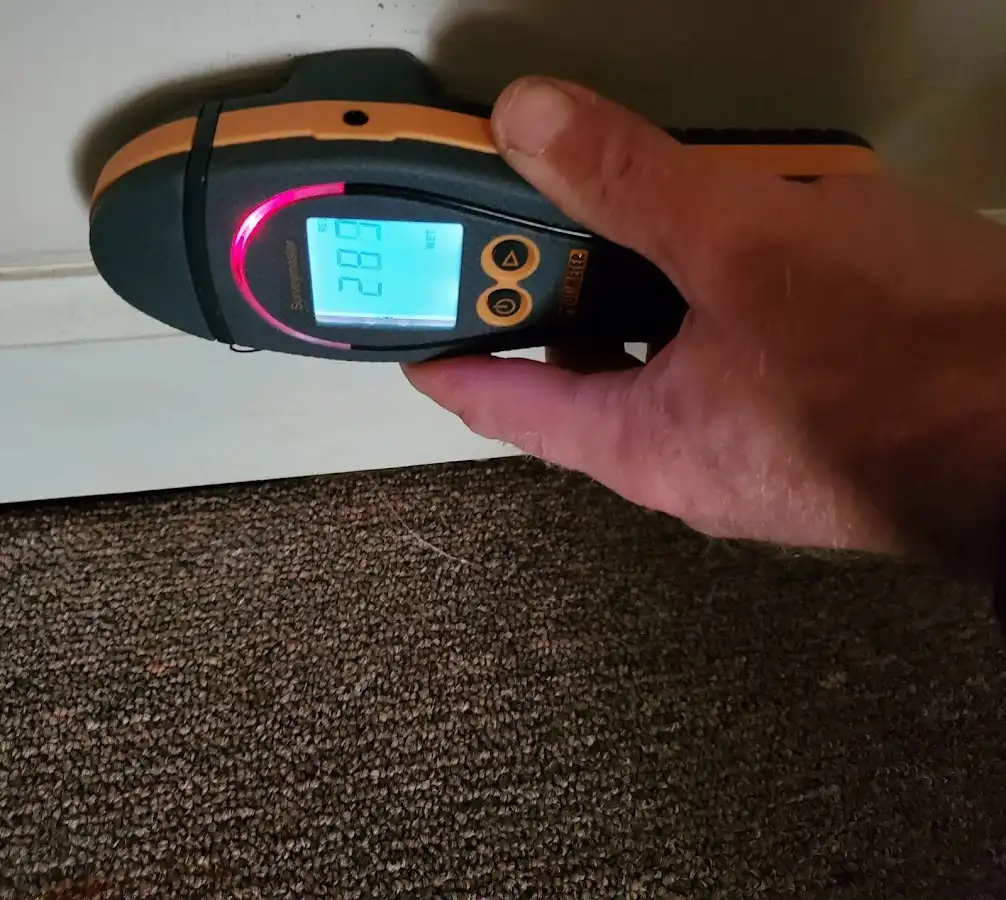 Moisture detection at baseboard during Sewage Cleanup & Sanitation in North Salt Lake